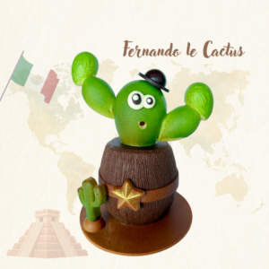Cactus en chocolat portant un chapeau sur un tonneau et une étoile